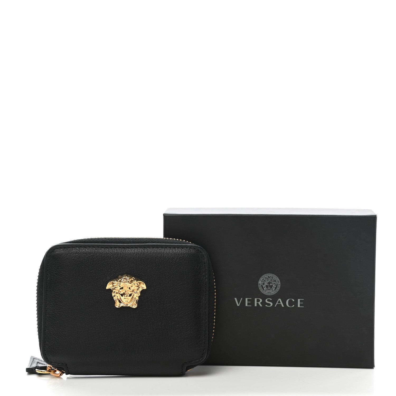 Versace Calfskin Medusa Compact Zip Around Wallet Black 7 of 7