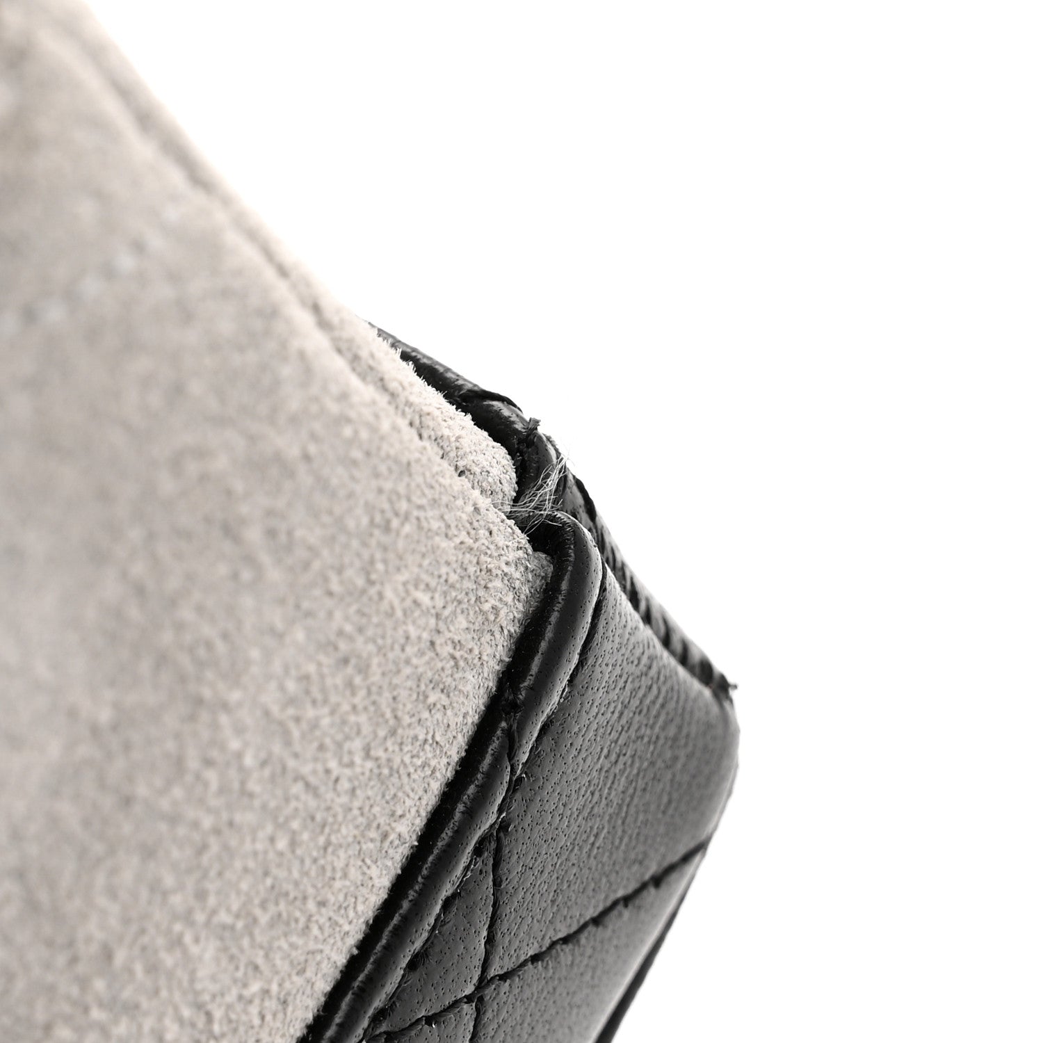 Chanel Suede Calfskin Shiny Lambskin Quilted Top Handle Slim Vanity Case With Chain Grey Black 11 of 12