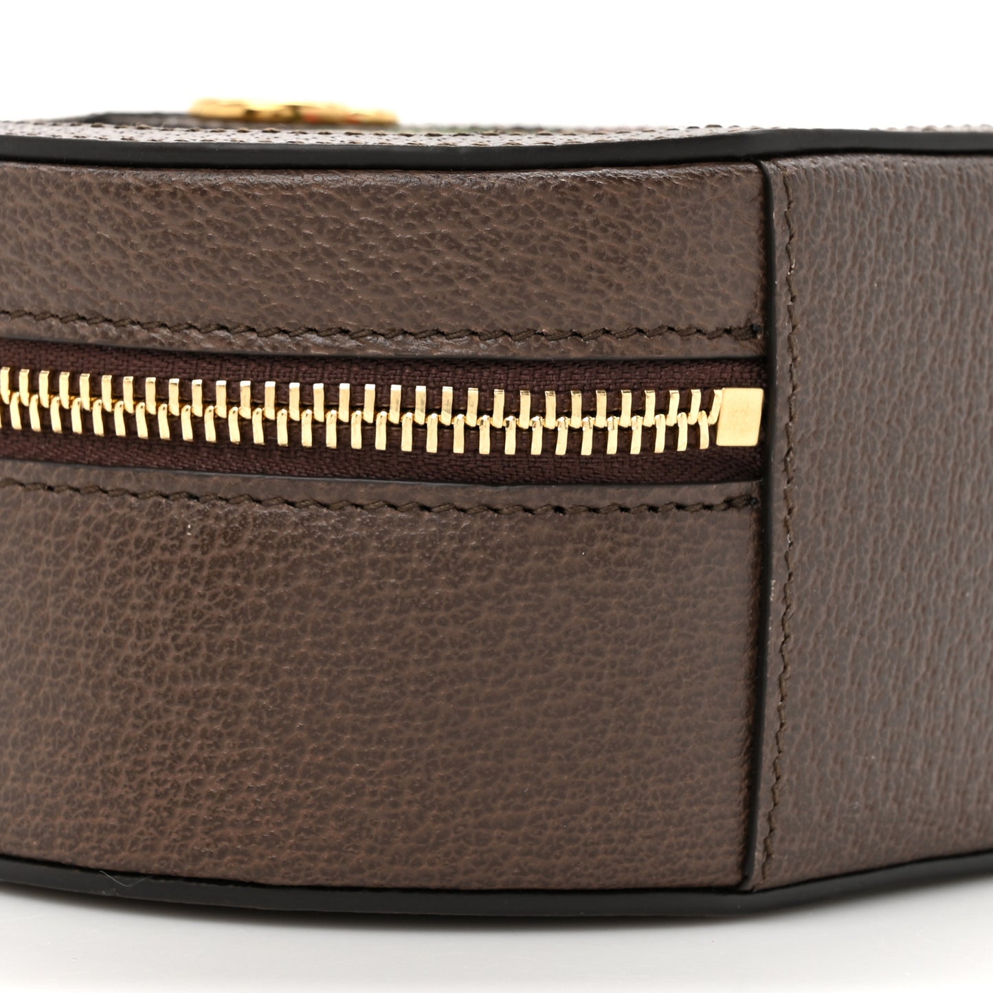 GG Supreme Monogram Top Handle Web Mini Ophidia Round Shoulder Bag Brown