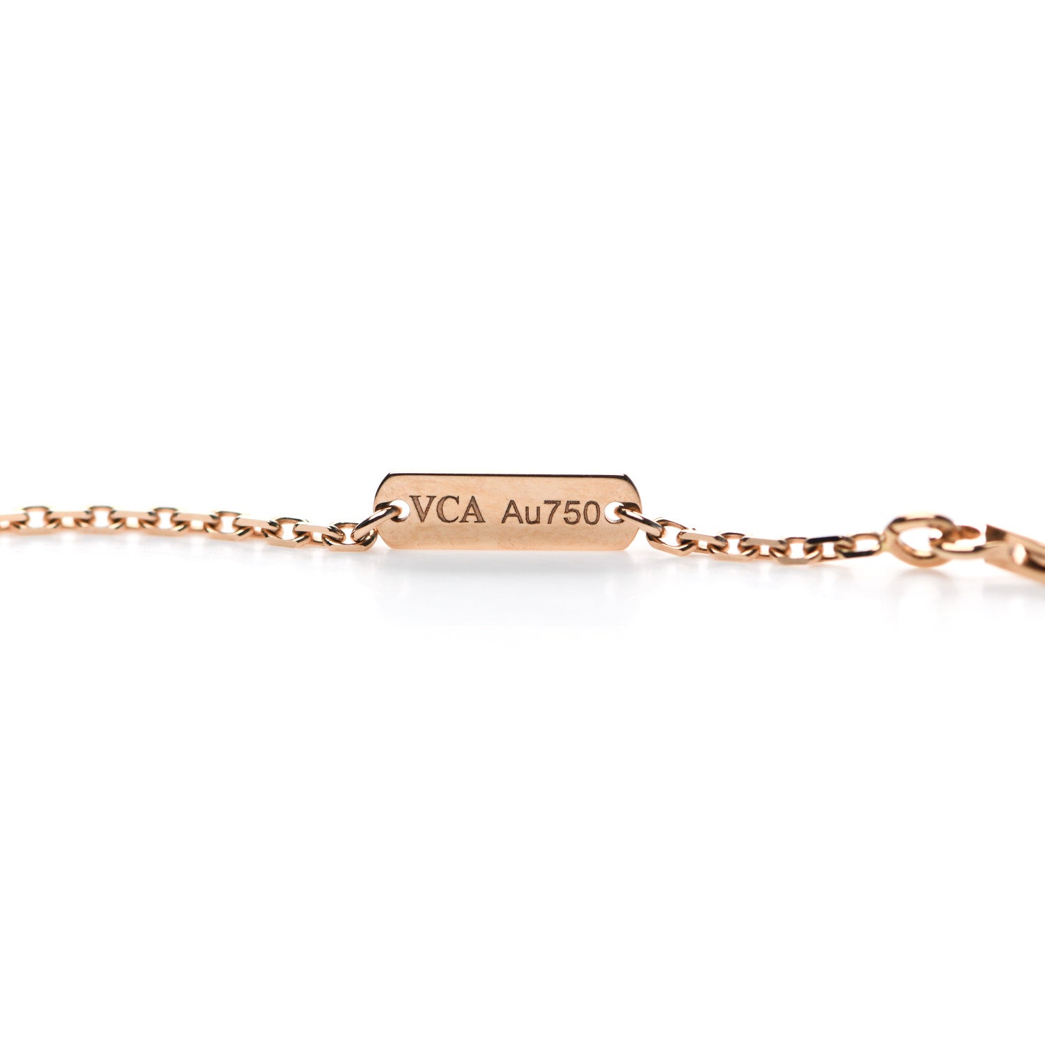 Van Cleef & Arpels 18K Rose Gold Diamond Rhodonite Vintage Alhambra Pendant Necklace 4 of 6