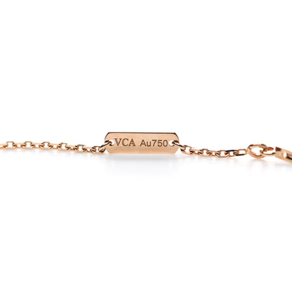 Van Cleef & Arpels 18K Rose Gold Diamond Rhodonite Vintage Alhambra Pendant Necklace 4 of 6