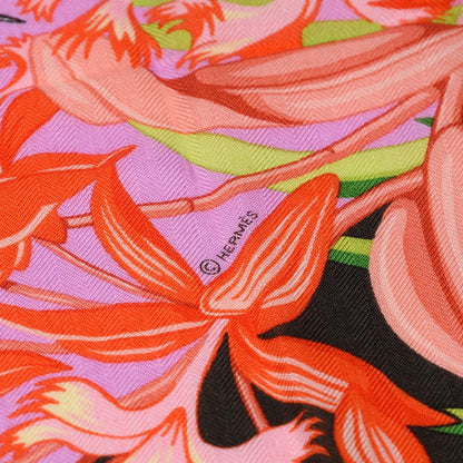 Hermes Cashmere Silk Flamingo Party Shawl 140 3 of 4