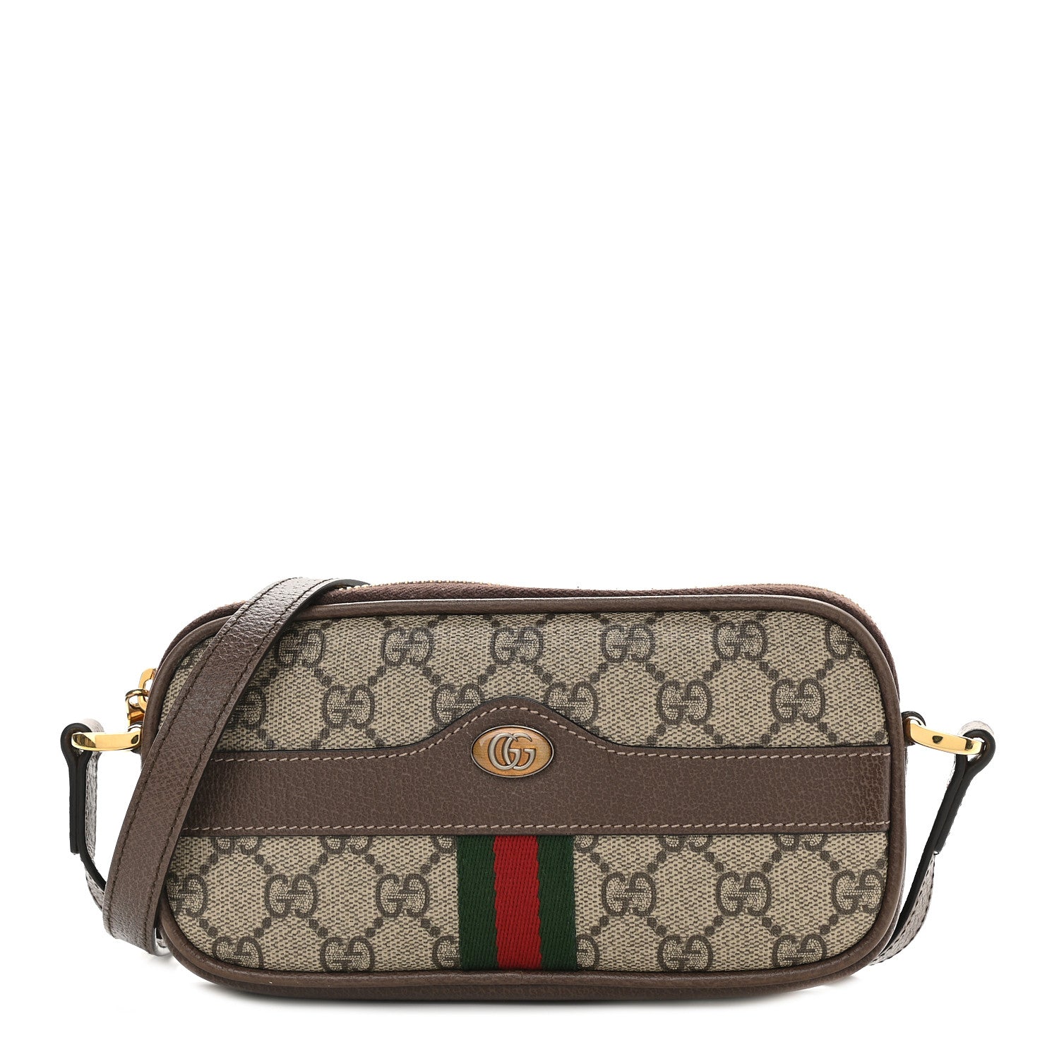Gucci GG Supreme Monogram Web Mini Ophidia GG Bag Brown 1 of 10