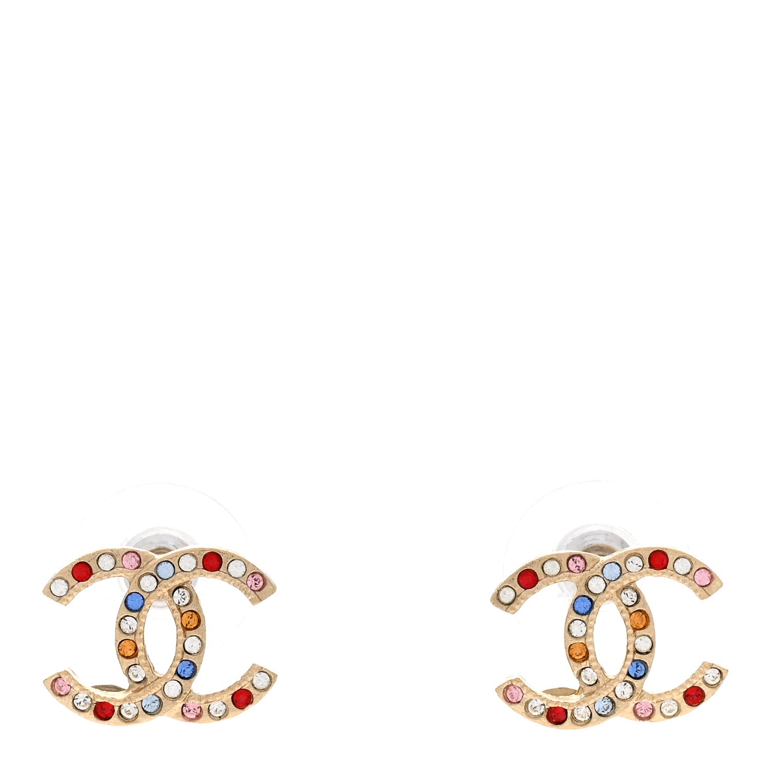Chanel Crystal CC Earrings Gold Multicolor 1 of 4