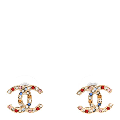 Chanel Crystal CC Earrings Gold Multicolor 1 of 4