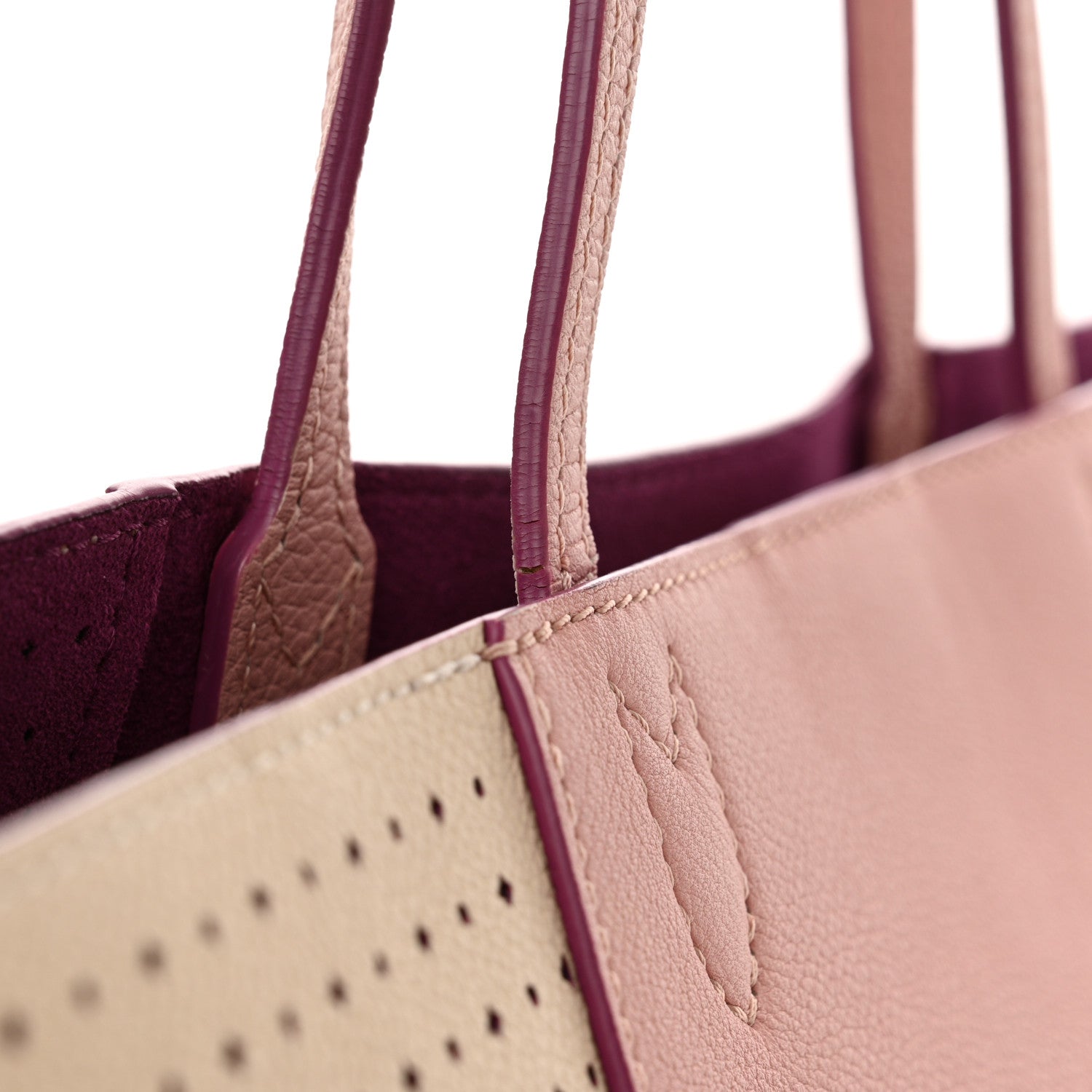 Louis Vuitton Calfskin Perforated Lockme Cabas Rose Poudre Creme 13 of 18