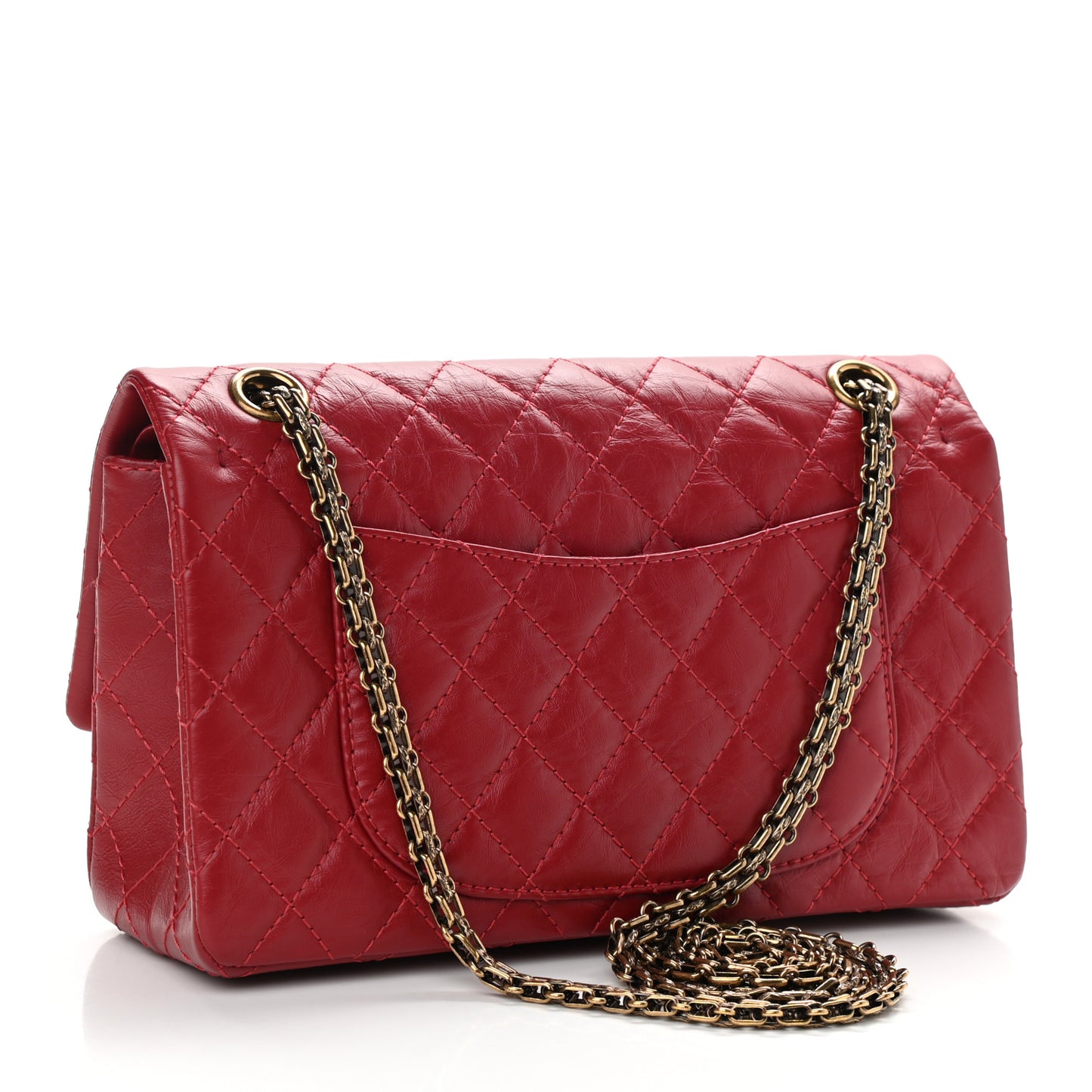 Aged Calfskin Quilted 2.55 Reissue 225 Flap Red