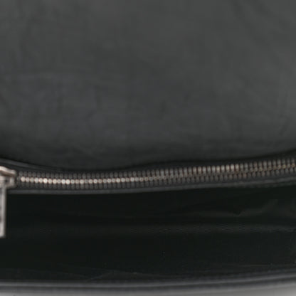 Saint Laurent Calfskin Crocodile Embossed Medium West Hollywood Monogram Fold-Over Grey 5 of 10