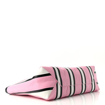 Balenciaga Agneau Arena Striped Large Barbes Z Pouch with Handle Candy Pink Black 4 of 8