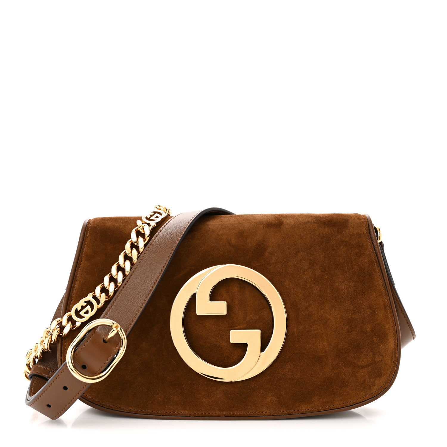Gucci Suede Talco Roxy Calfskin Blondie Chain Shoulder Flap Bag Burnt Satin 1 of 9