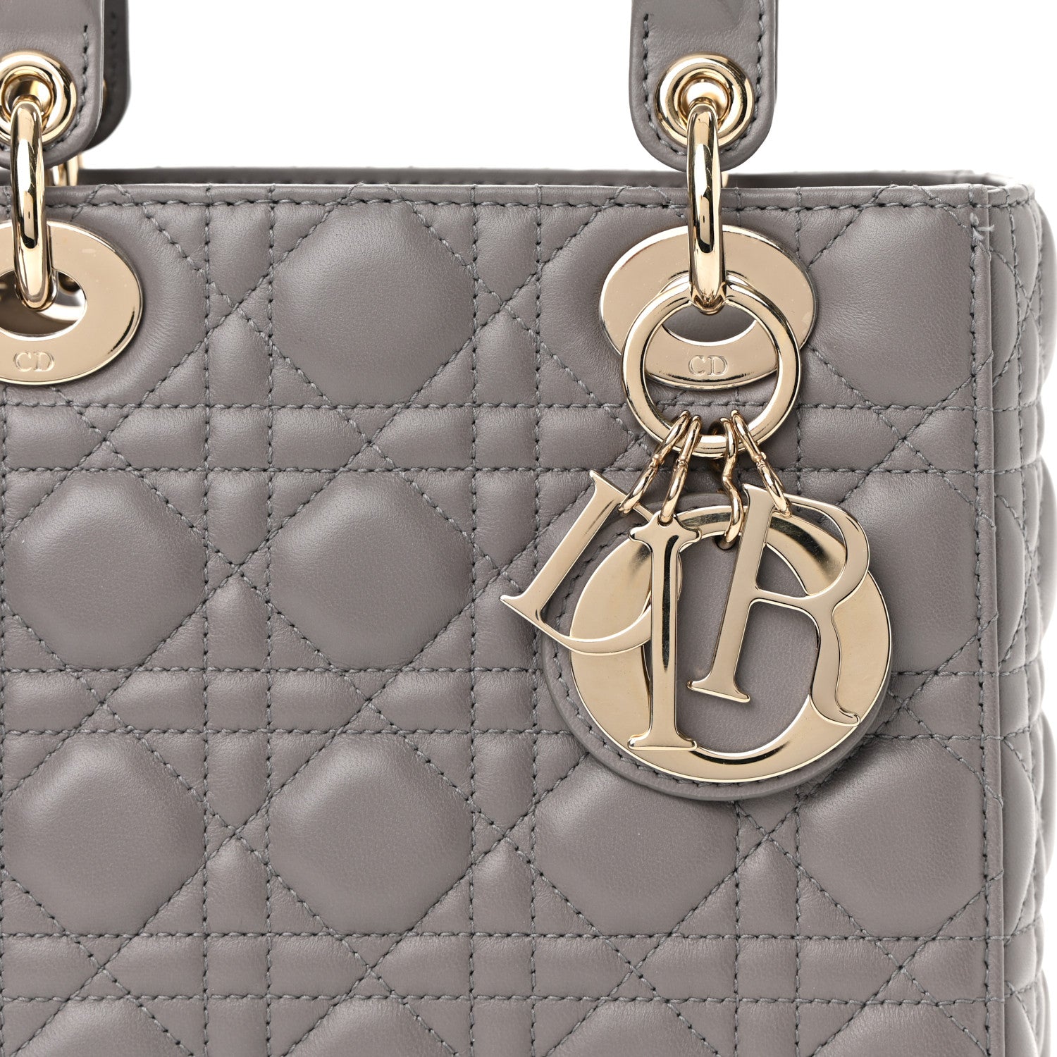 Christian Dior Lambskin Cannage Small My ABCDior Lady Dior Grey 7 of 10