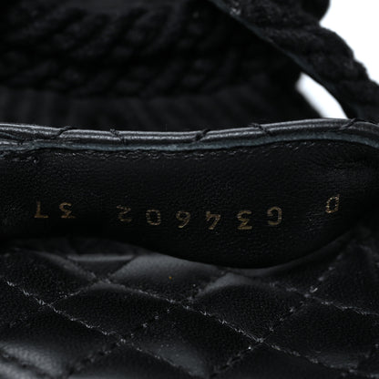Chanel Cord Lambskin Quilted Logo Sandals 37 Black 6 of 8