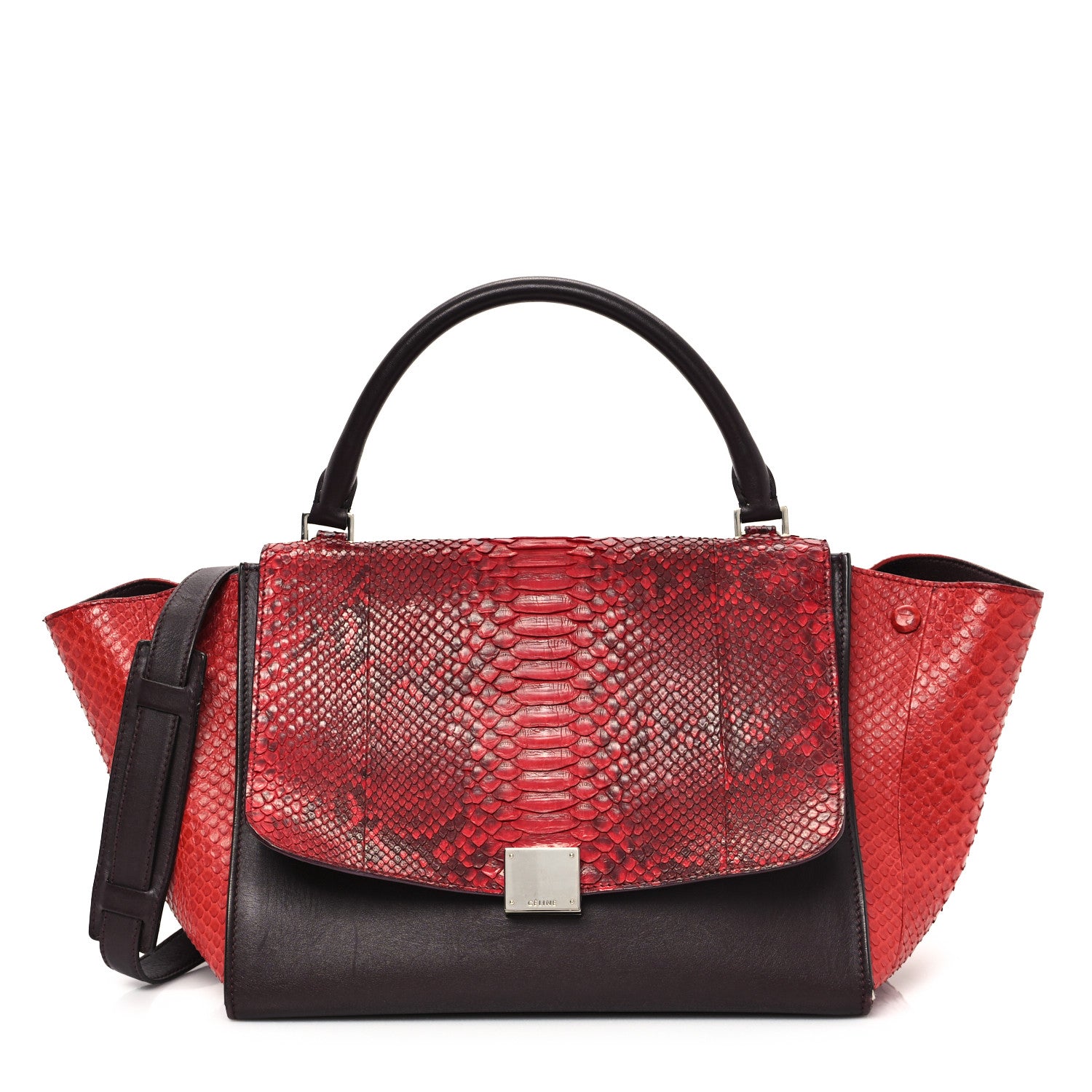 Celine Snakeskin Calfskin Medium Trapeze Wine 1 of 13
