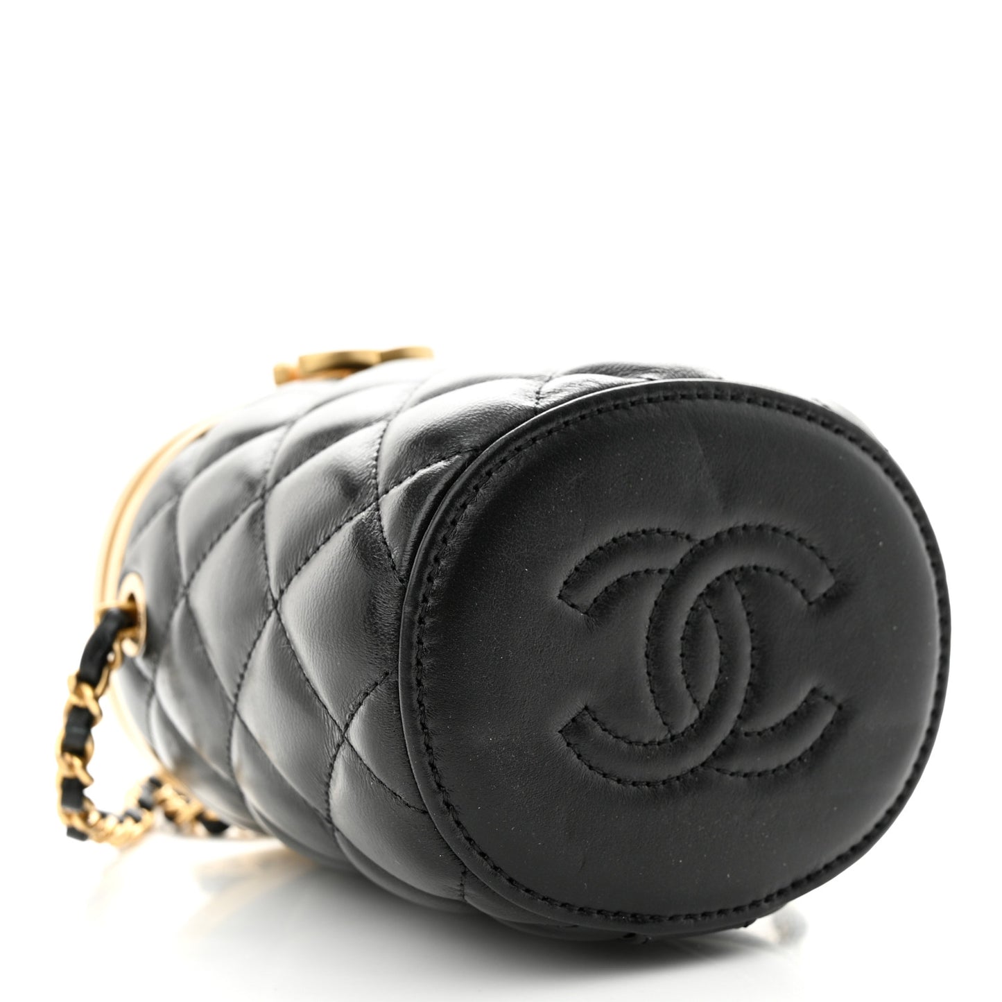 Lambskin Quilted Mini Crown Box Bag Black