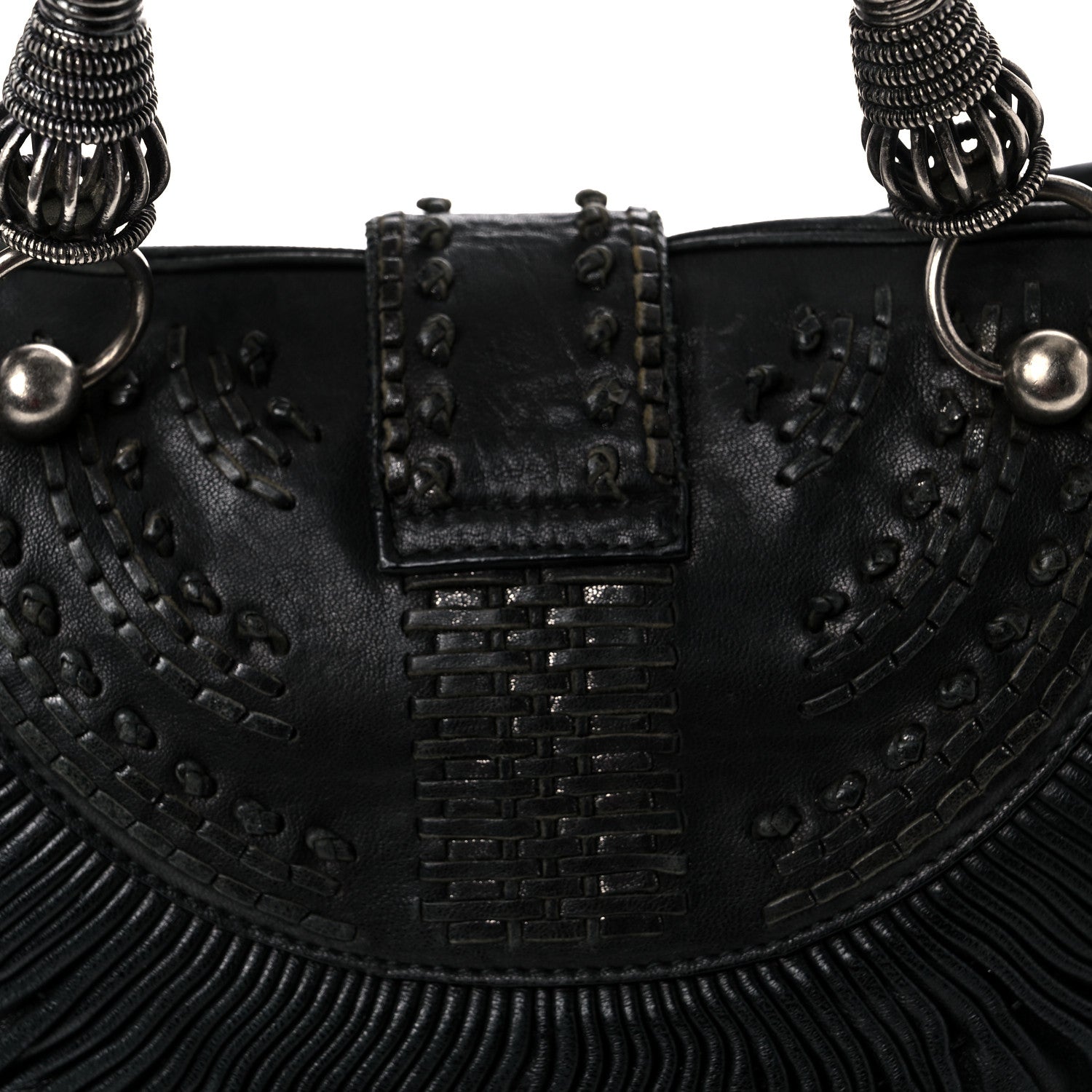 Christian Dior Lambskin Plisse Pleated Basket Tote Bag Black 11 of 18