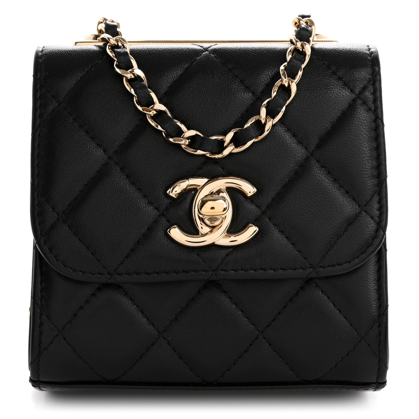 Lambskin Quilted Mini Trendy CC Chain Wallet Black