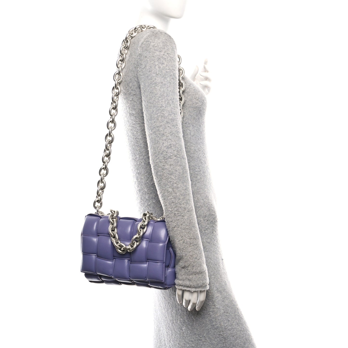 Lambskin Maxi Intreccio Padded Chain Cassette Crossbody Bag Lavender