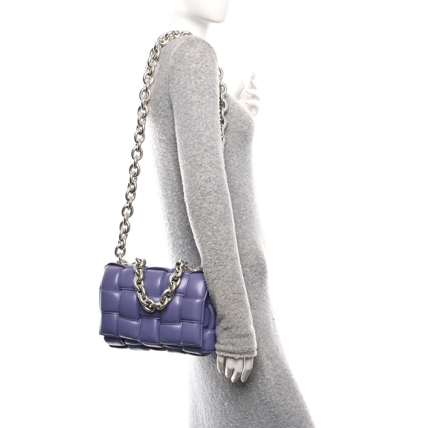 Bottega Veneta Lambskin Maxi Intreccio Padded Chain Cassette Crossbody Bag Lavender 2 of 14
