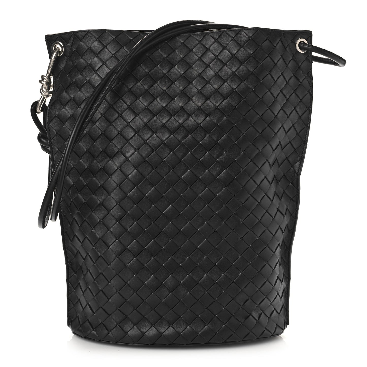 Nappa Intrecciato Medium Knot Bucket Bag Black