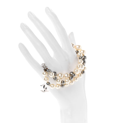 Chanel Pearl Bead CC Multi Strand Bracelet White Silver 2 of 7
