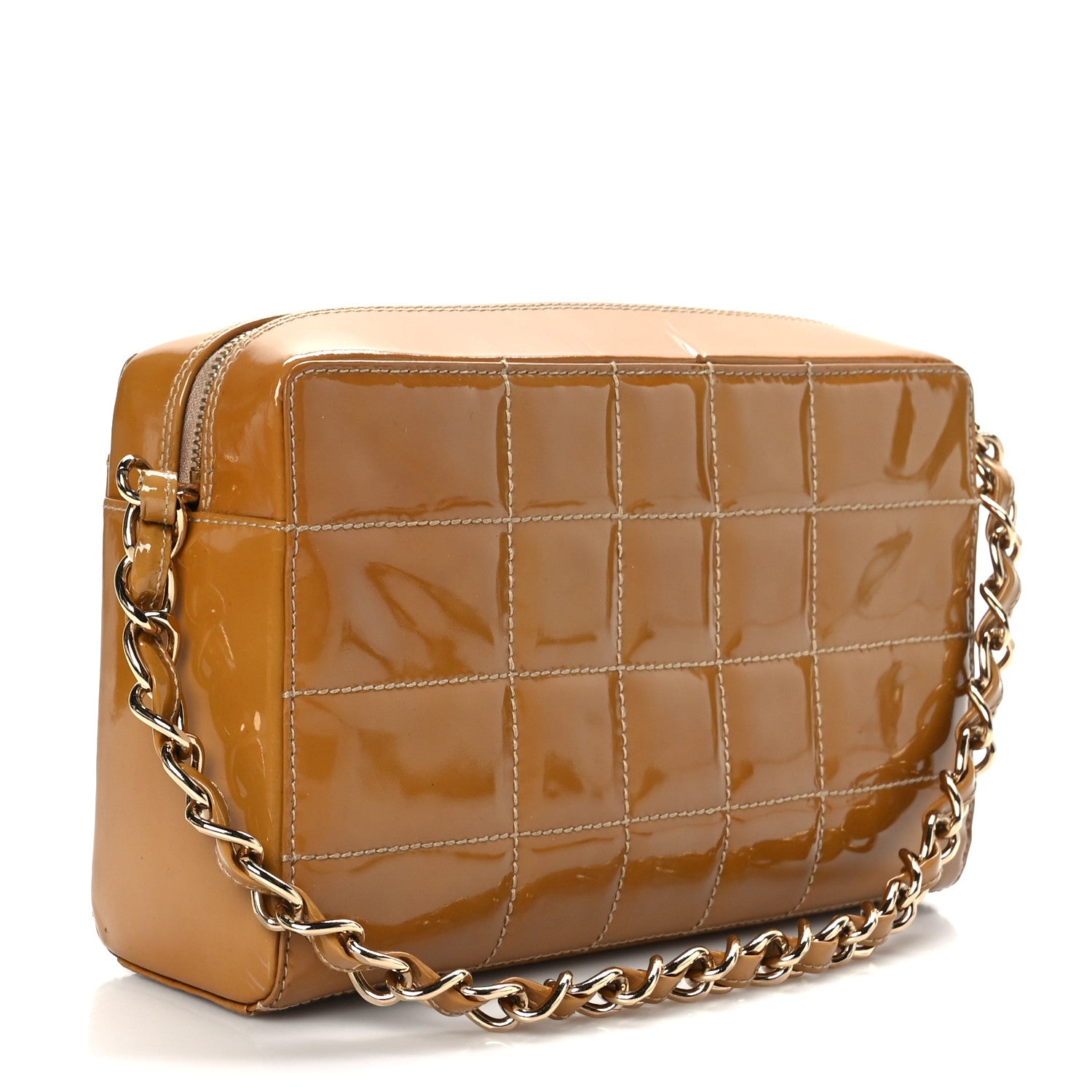 Chanel Patent Quilted Chocolate Bar Beige 3 of 10