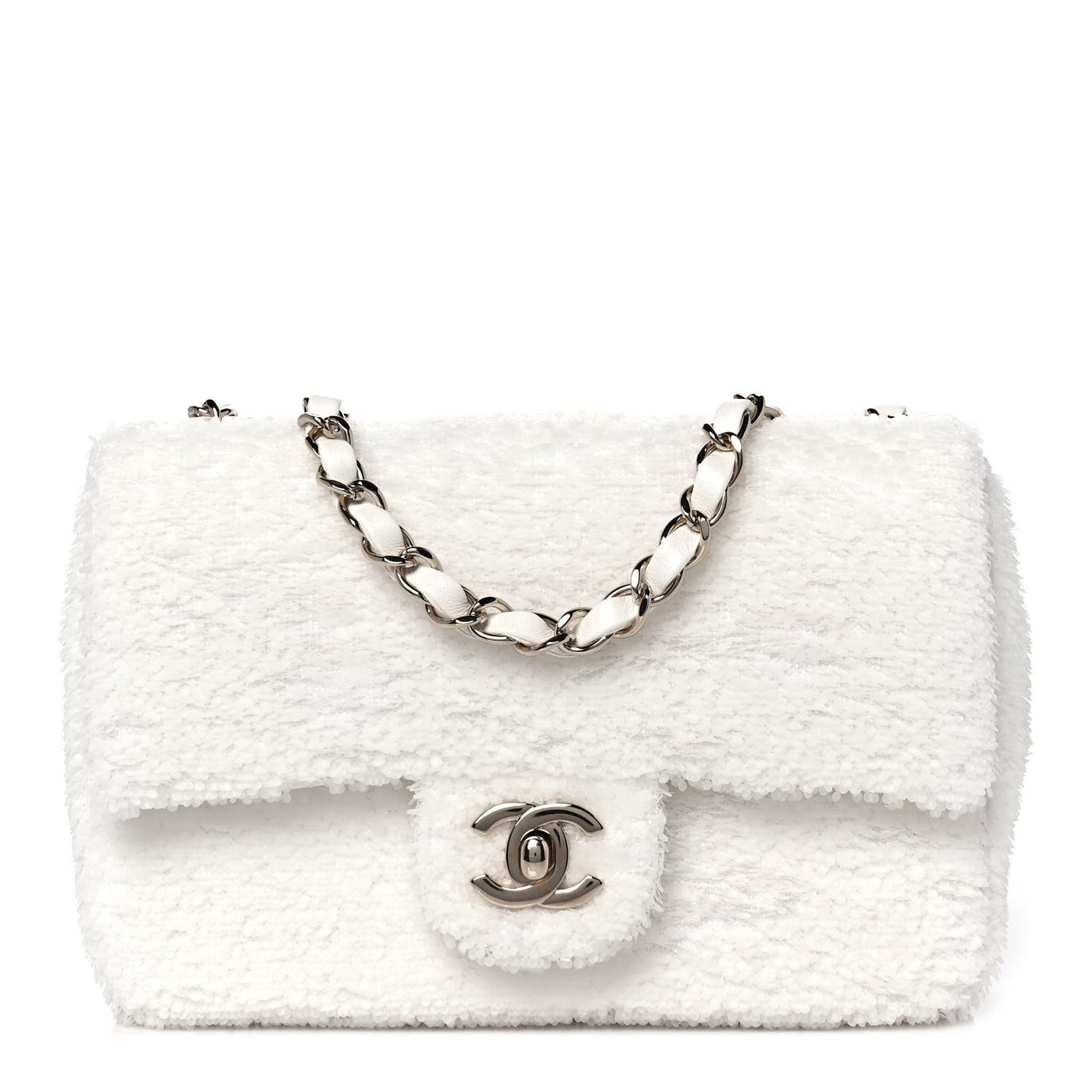 Sequin Mini Rectangular Flap White