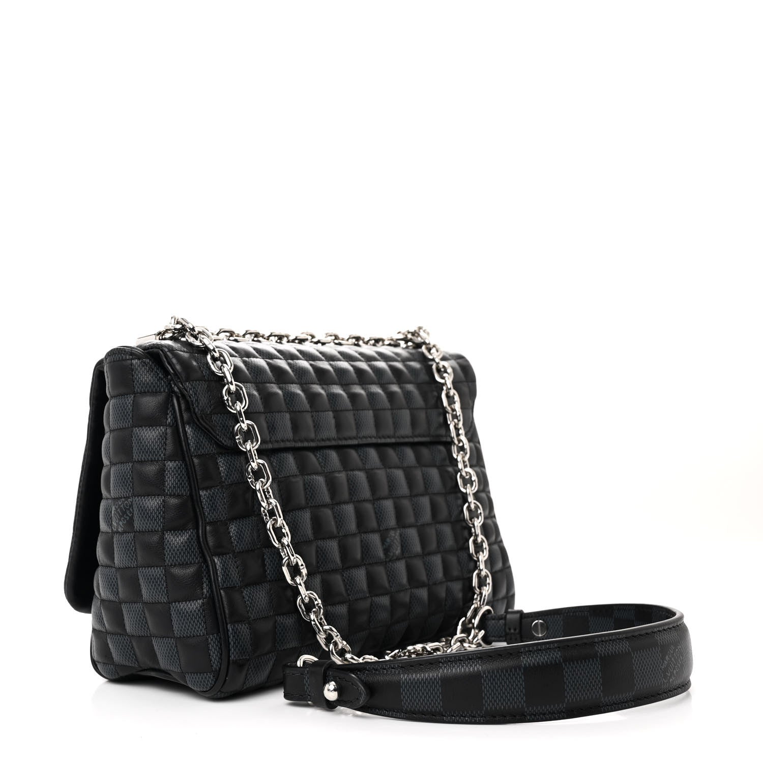 Louis Vuitton Calfskin Quilted Damier Twist MM Black Anthracite 3 of 10