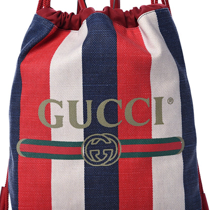 Gucci Canvas Logo Sylvie Stripe Drawstring Backpack Red 7 of 13