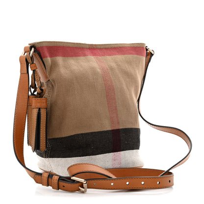 Burberry Canvas Mega Check Mini Ashby Tassel Crossbody Saddle Brown 4 of 14