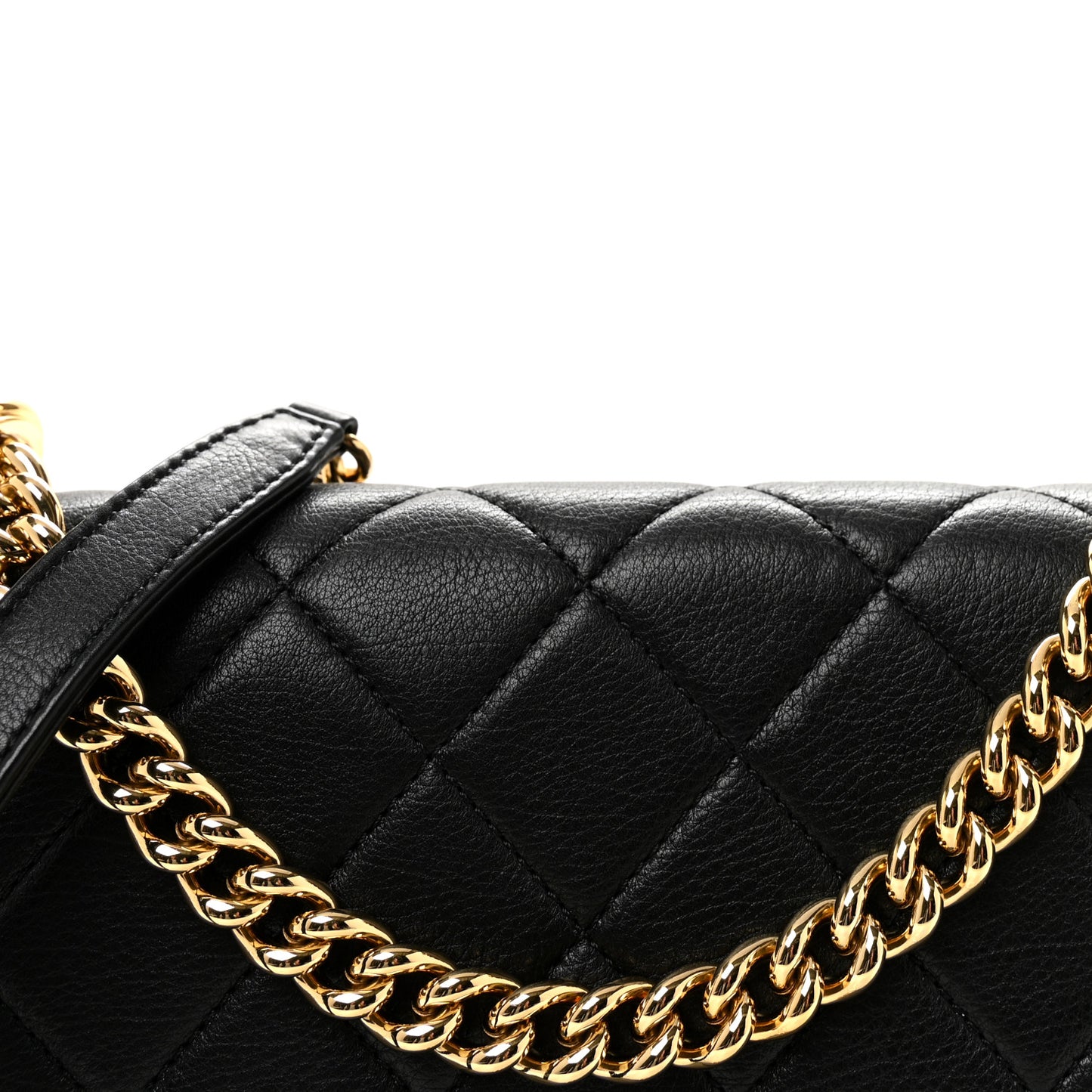Calfskin Quilted Small Underline Flap Black