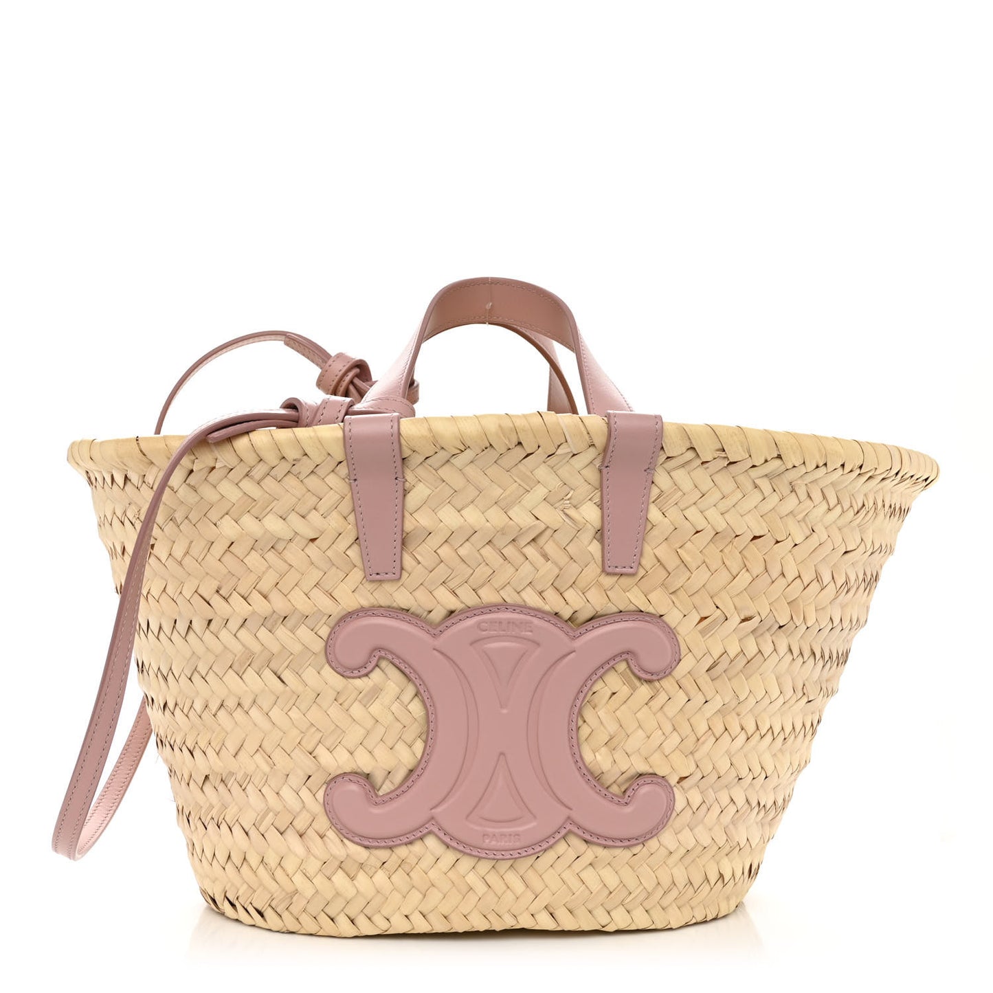 Raffia Calfskin Triomphe Teen Panier Vintage Pink