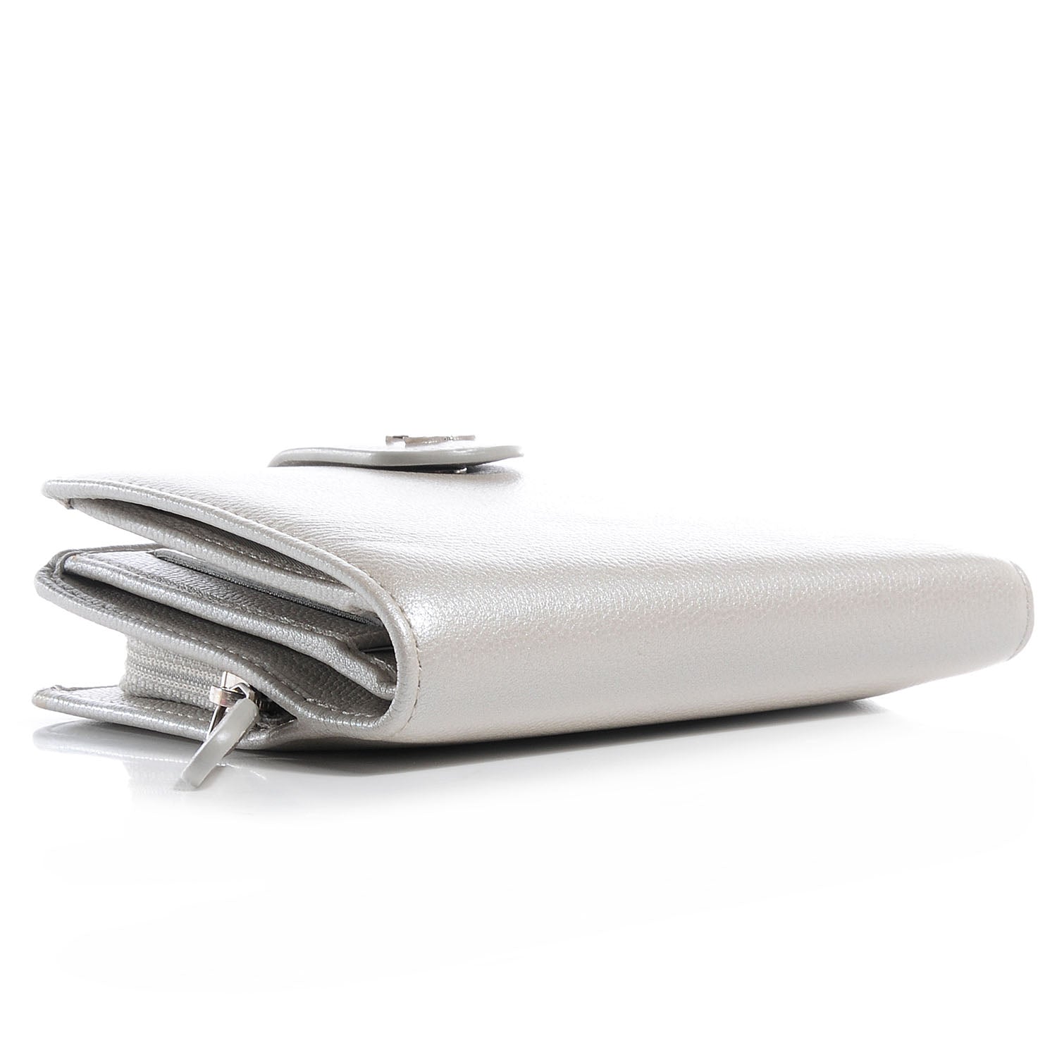 Chanel Caviar French Compact Wallet Silver 4 of 9