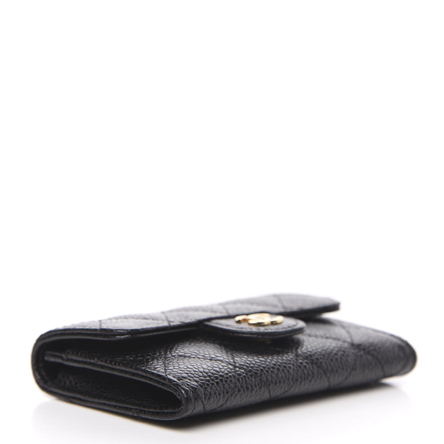 Caviar Quilted Flap Card Holder Black
