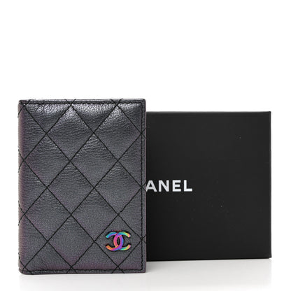 Chanel Iridescent Goatskin Quilted Card Holder Purple 3 of 8