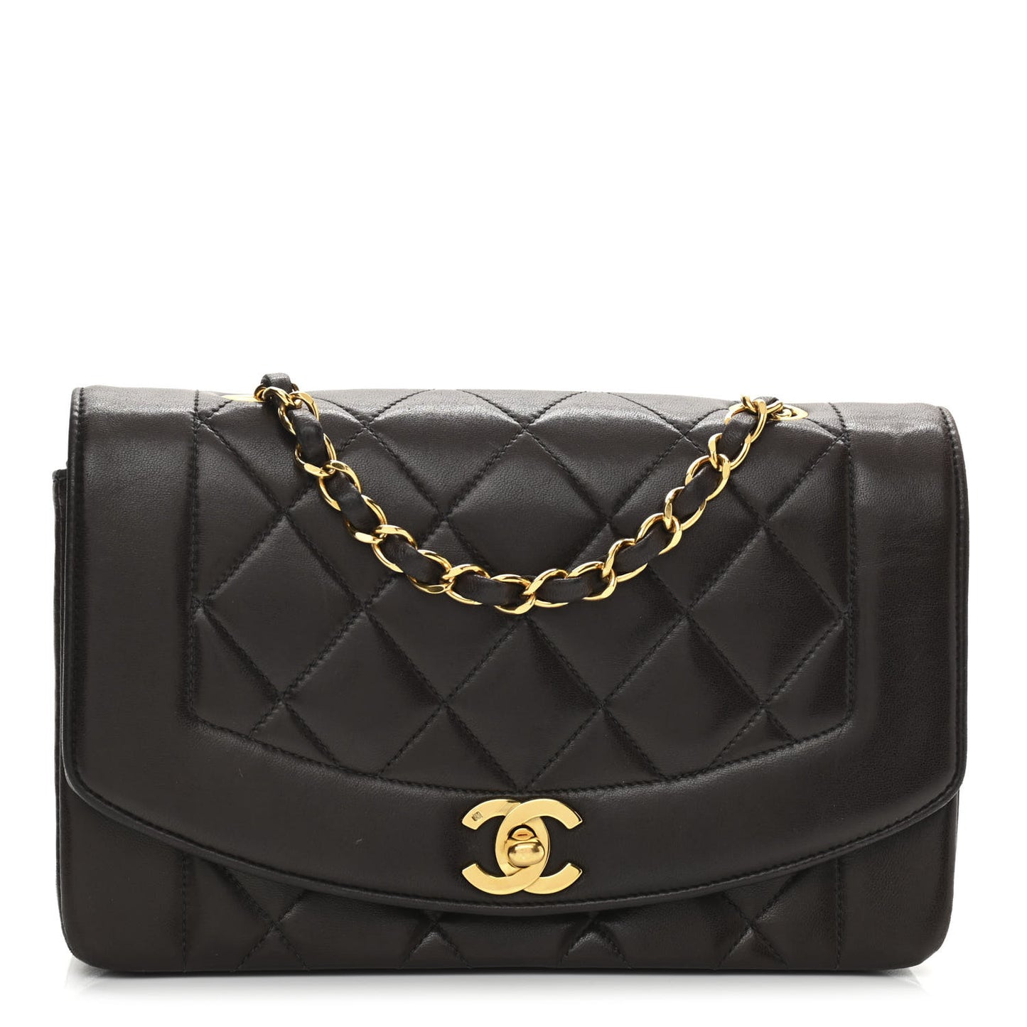Lambskin Quilted Small Single Flap Brown