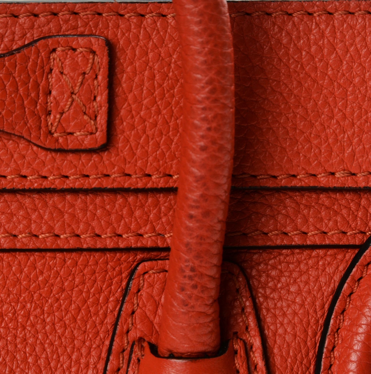 Drummed Calfskin Nano Luggage Vermillion