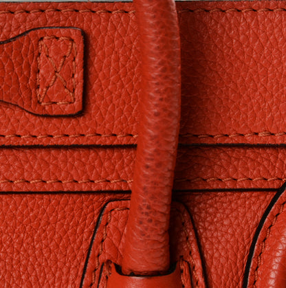 Celine Drummed Calfskin Nano Luggage Vermillion 7 of 11
