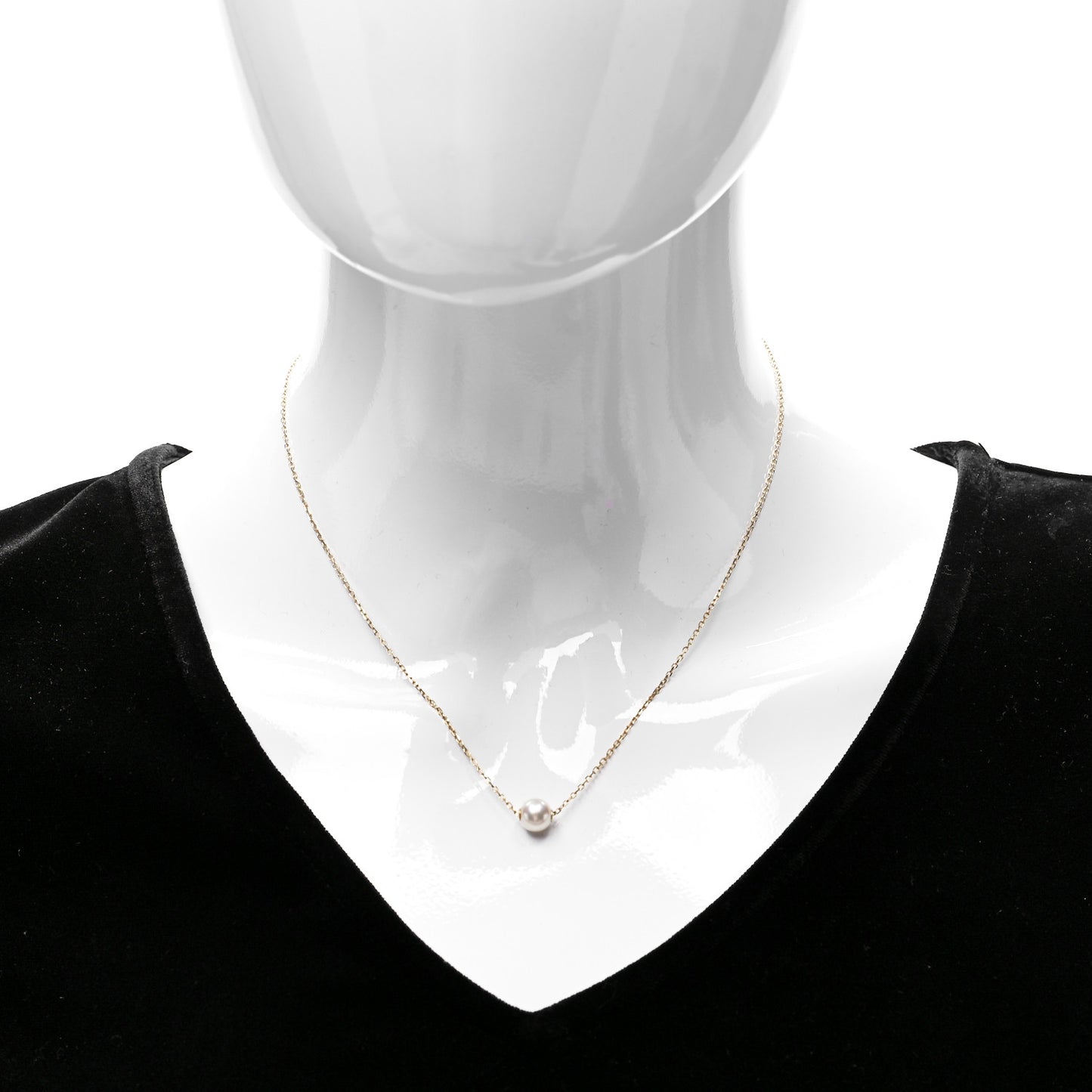 18K Yellow Gold Akoya Pearl 7-7.5mm Single Pendant Necklace