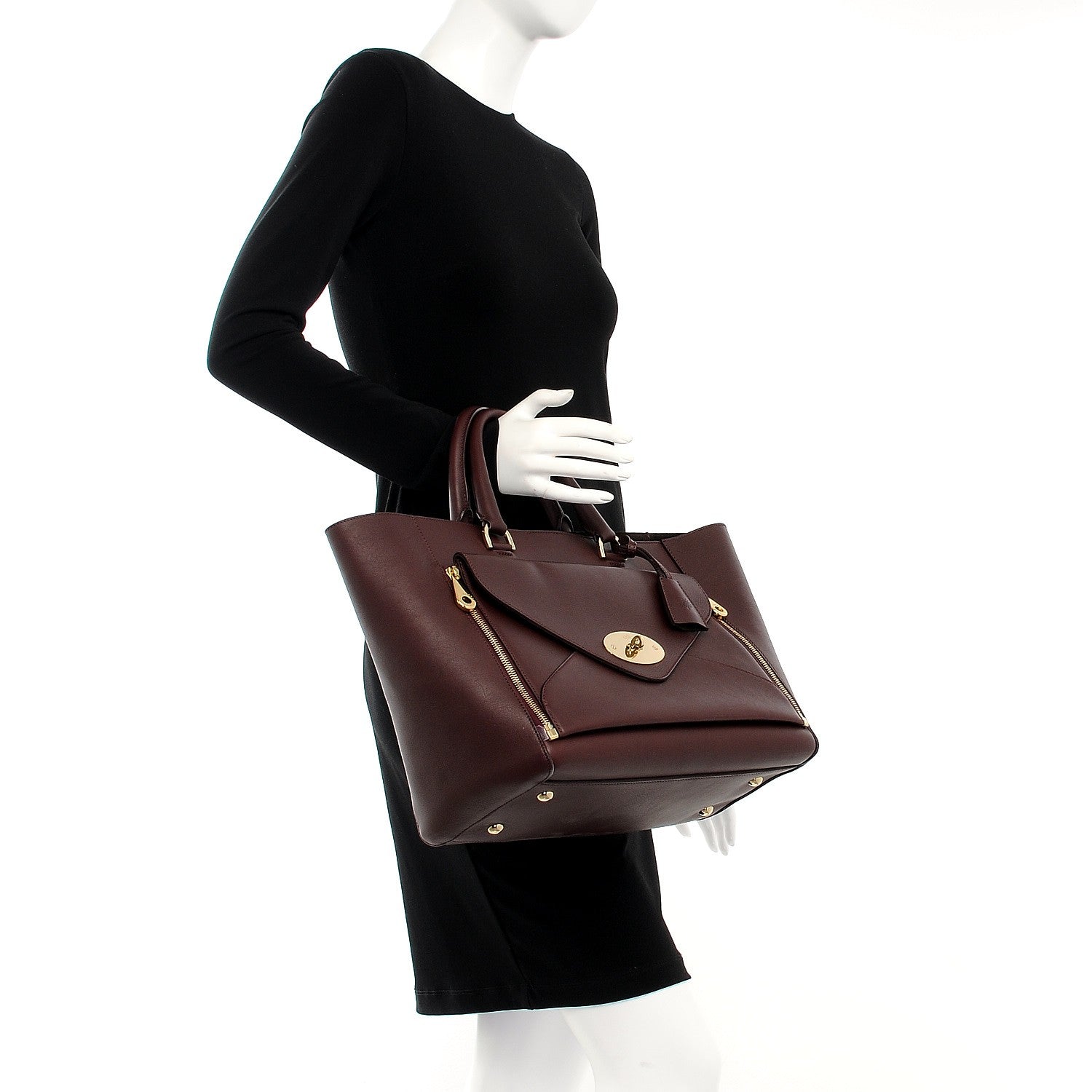 Mulberry Silky Calf Oversized Willow Tote Oxblood 2 of 11