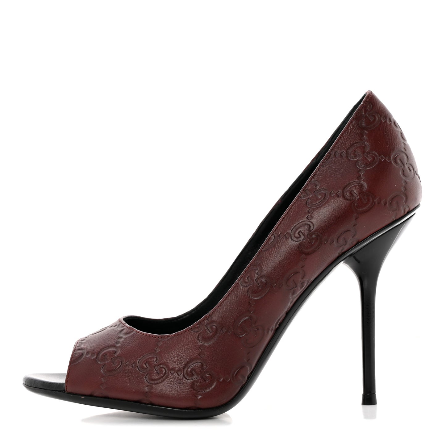 Guccissima Soft GG Peep Toe Heels 37.5 Chocolate
