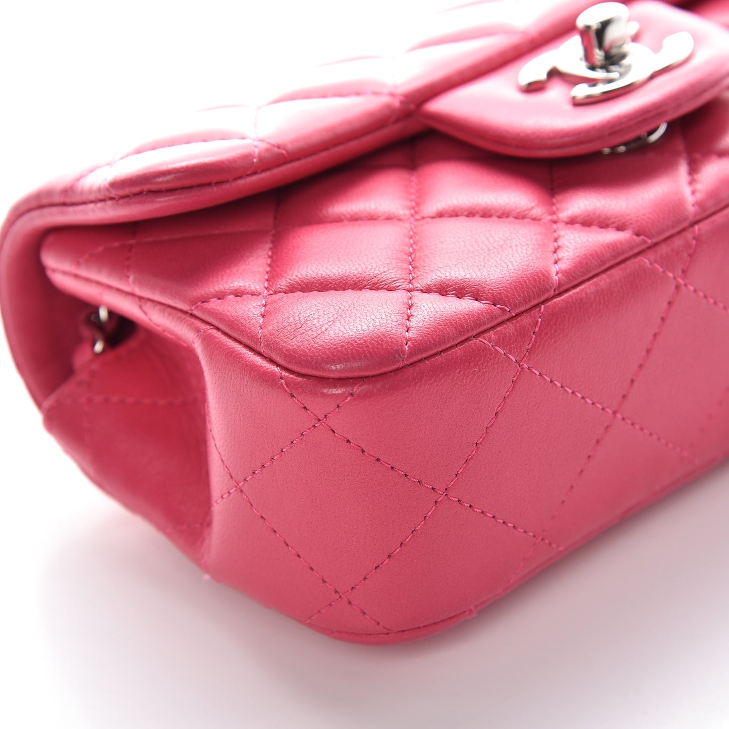 Lambskin Quilted Extra Mini Flap Dark Pink