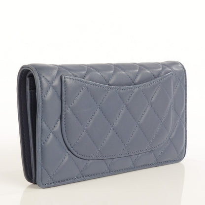 Chanel Lambskin Quilted Yen Wallet Blue 4 of 9