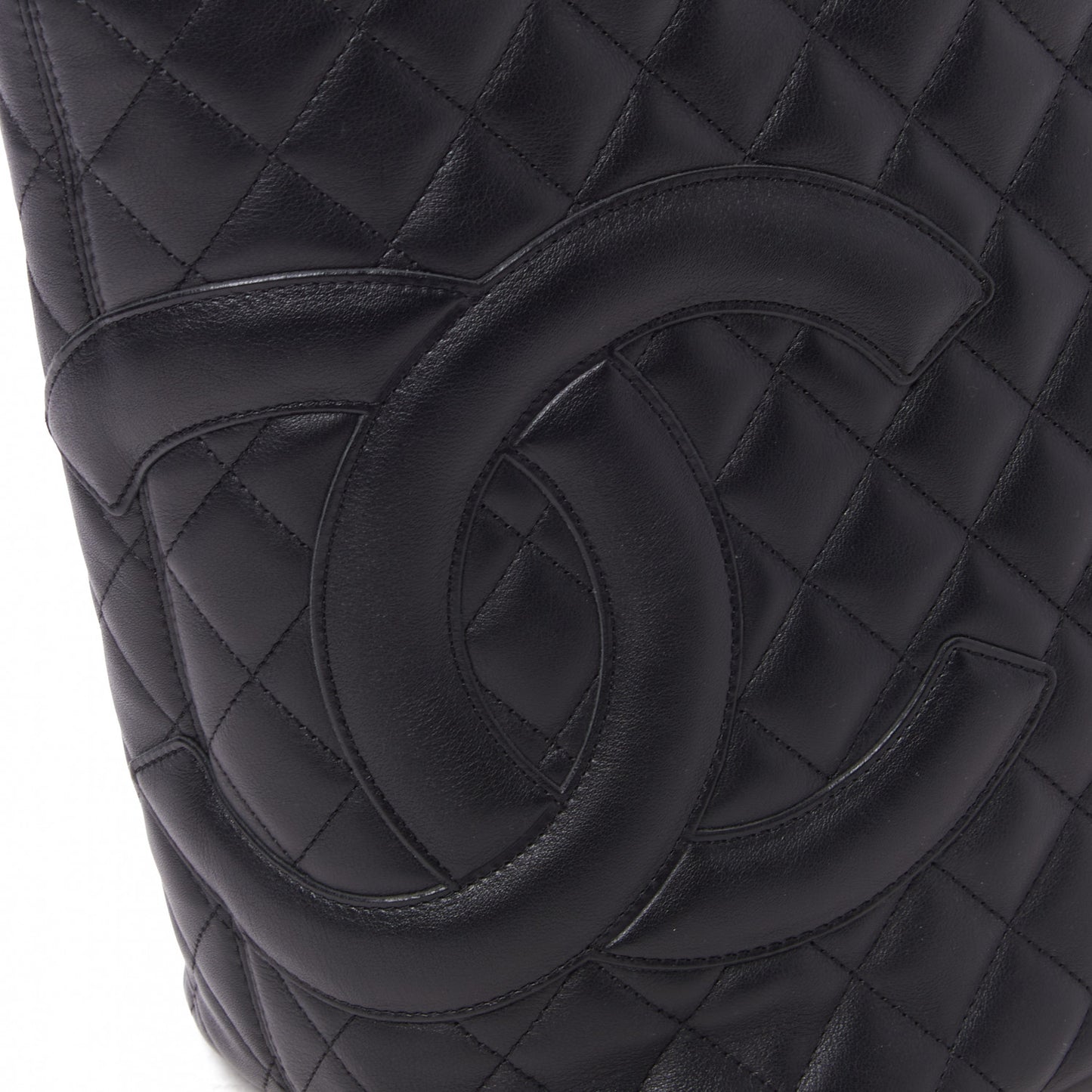 Calfskin Quilted Large Cambon Tote Black