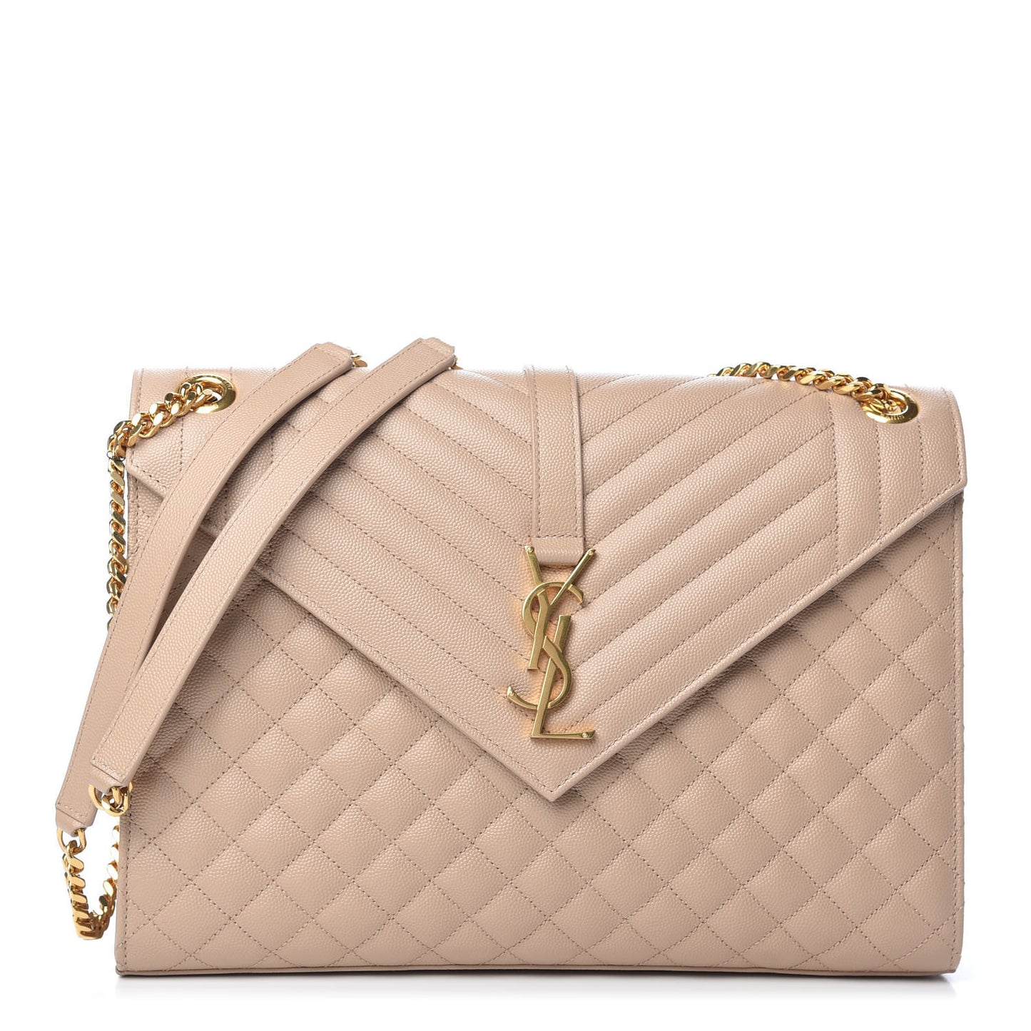 Grain De Poudre Mixed Matelasse Large Triquilt Monogram Satchel Dark Beige