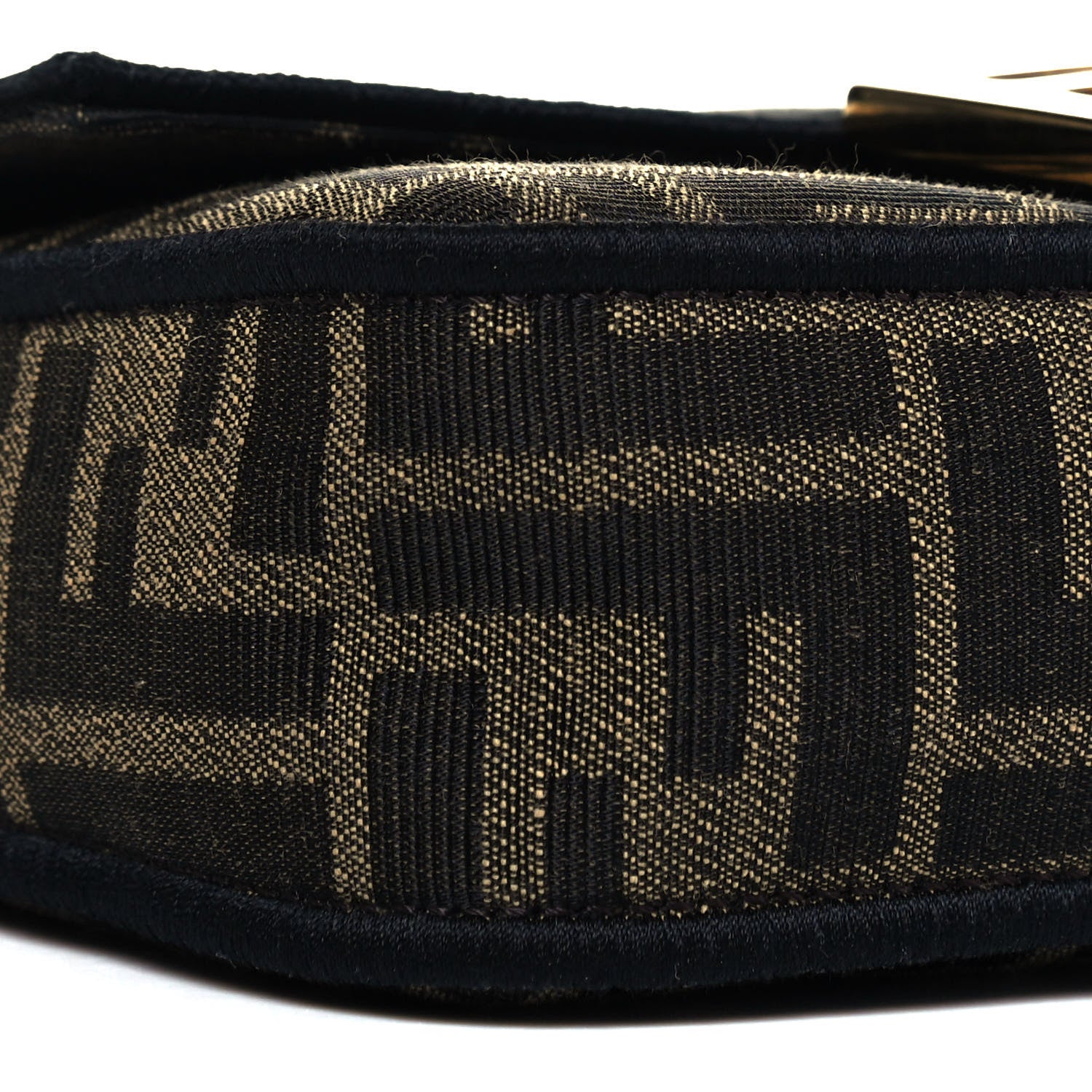 Fendi Fabric Jacquard FF 1974 Mini Baguette Tobacco Moro Black 8 of 9