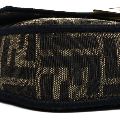 Fendi Fabric Jacquard FF 1974 Mini Baguette Tobacco Moro Black 8 of 9