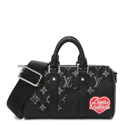 Louis Vuitton X NIGO Taurillon Monogram Denim Drip Keepall XS Black 1 of 8