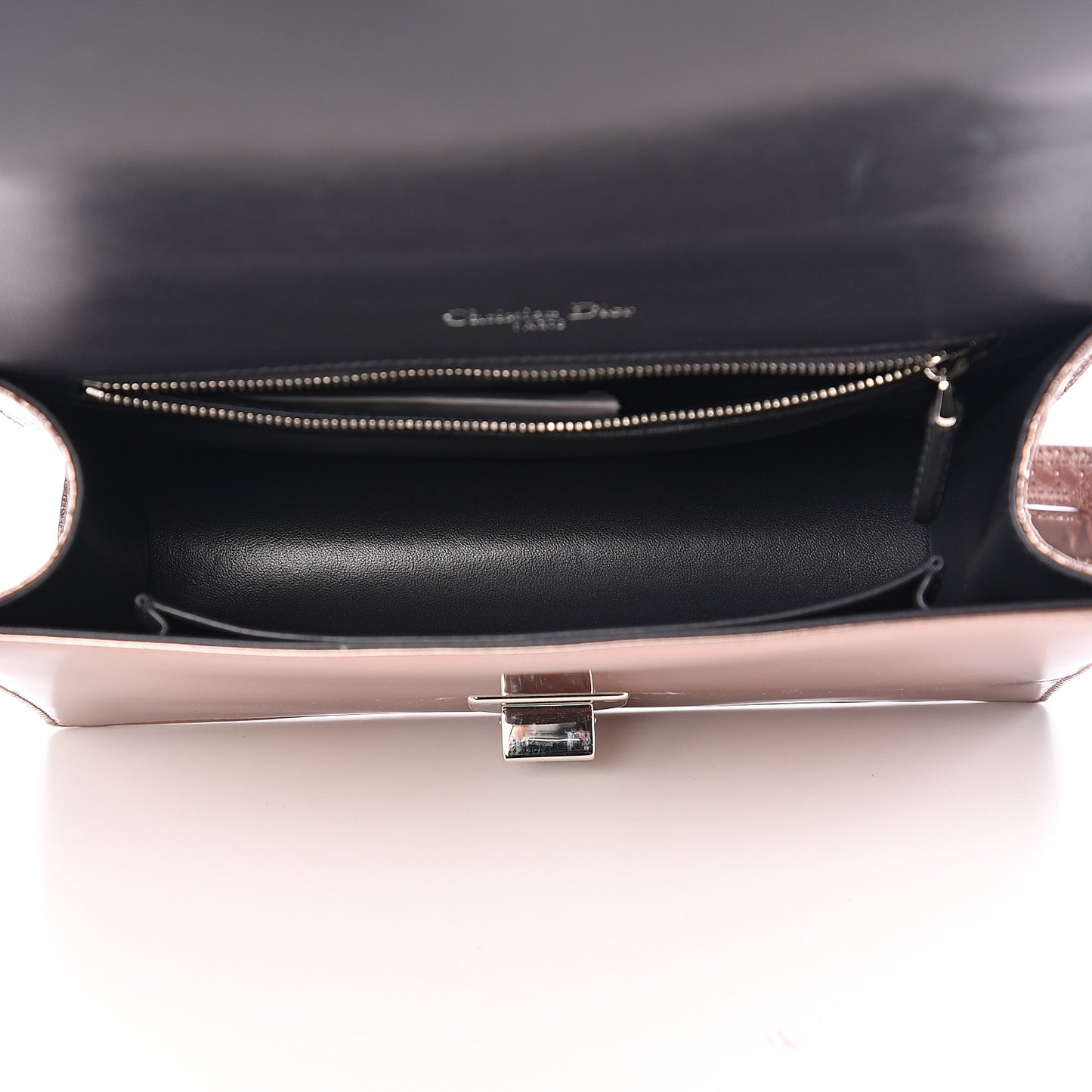 Metallic Patent Micro-Cannage Medium Diorama Flap Bag Pink