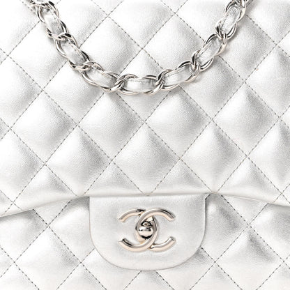 Chanel Metallic Lambskin Quilted Jumbo Single Flap Silver 8 of 10