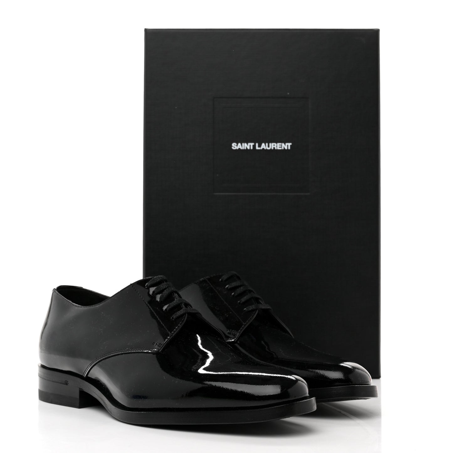Patent Calfskin Mens Derby Lace Up Shoes 36.5 Black